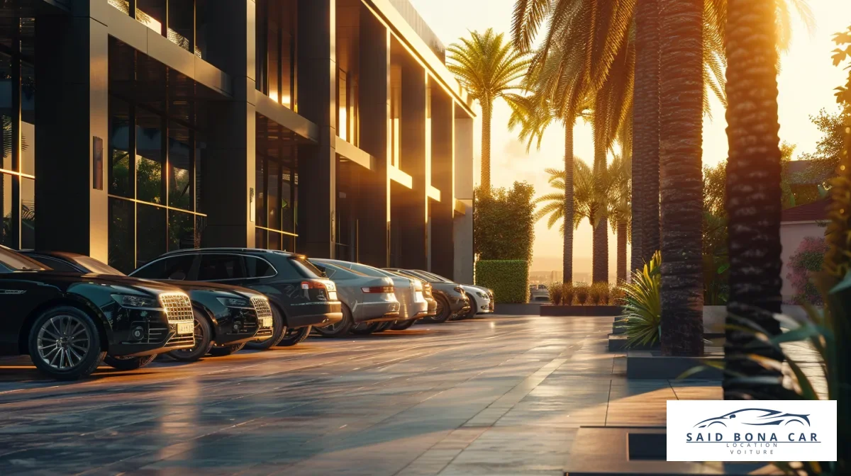 Une flotte de voitures de location modernes et bien entretenues, prêtes à être louées par des clients à Casablanca.